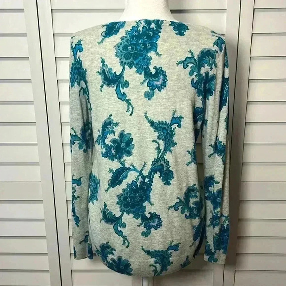 LOFT Floral Paisley Wool Blend Scoop Neck Sweater Size Medium - Picture 8 of 9